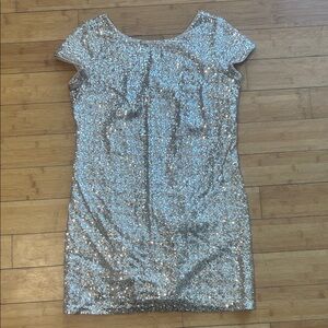 White House Black Market Glittering Silver Mini Dress